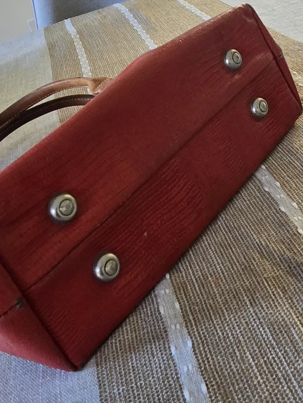 Janie Frickle Collection Circle Y Satchel Red Leather Snakeskin Western Vintage